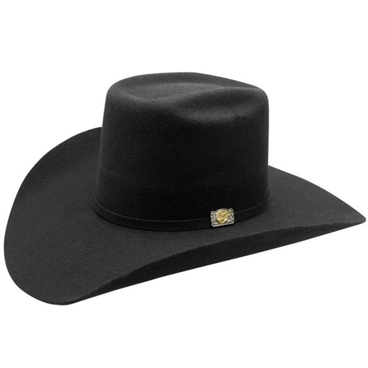Sombrero vaquero de fieltro de lana negro (100 unidades), ala de 10 cm y corona de rodeo de 12,7 cm, auténticamente hecho a mano.