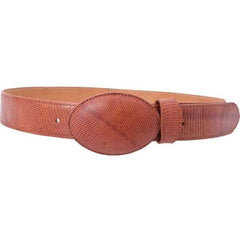 White Diamond Lizard Belt Cognac Leather Lining Genuine Handmade 1 1/2