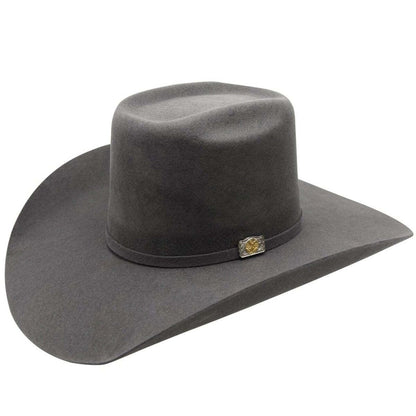 Sombrero vaquero de fieltro de lana color gris granito, 100 unidades, ala de 10 cm y corona de rodeo de 12,7 cm, auténticamente hecho a mano.