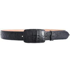 White Diamond Caiman Crocodile Belt Black Leather Lining Genuine Handmade 1 1/2” Removable Buckle