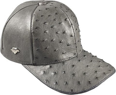 Gray Ostrich Cap Real Full Quill With Adjustable Closure Handmade In The USA