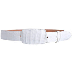 White Diamond Caiman Crocodile Belt White Leather Lining Genuine Handmade 1 1/2” Removable Buckle