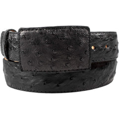 White Diamond Ostrich Belt Black Leather Lining Genuine Handmade 1 1/2