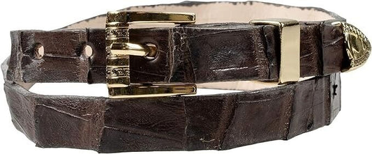 Alligator Crocodile Cowboy Hat Band Gold Plated 3 Piece Buckle Set  Handmade 26”