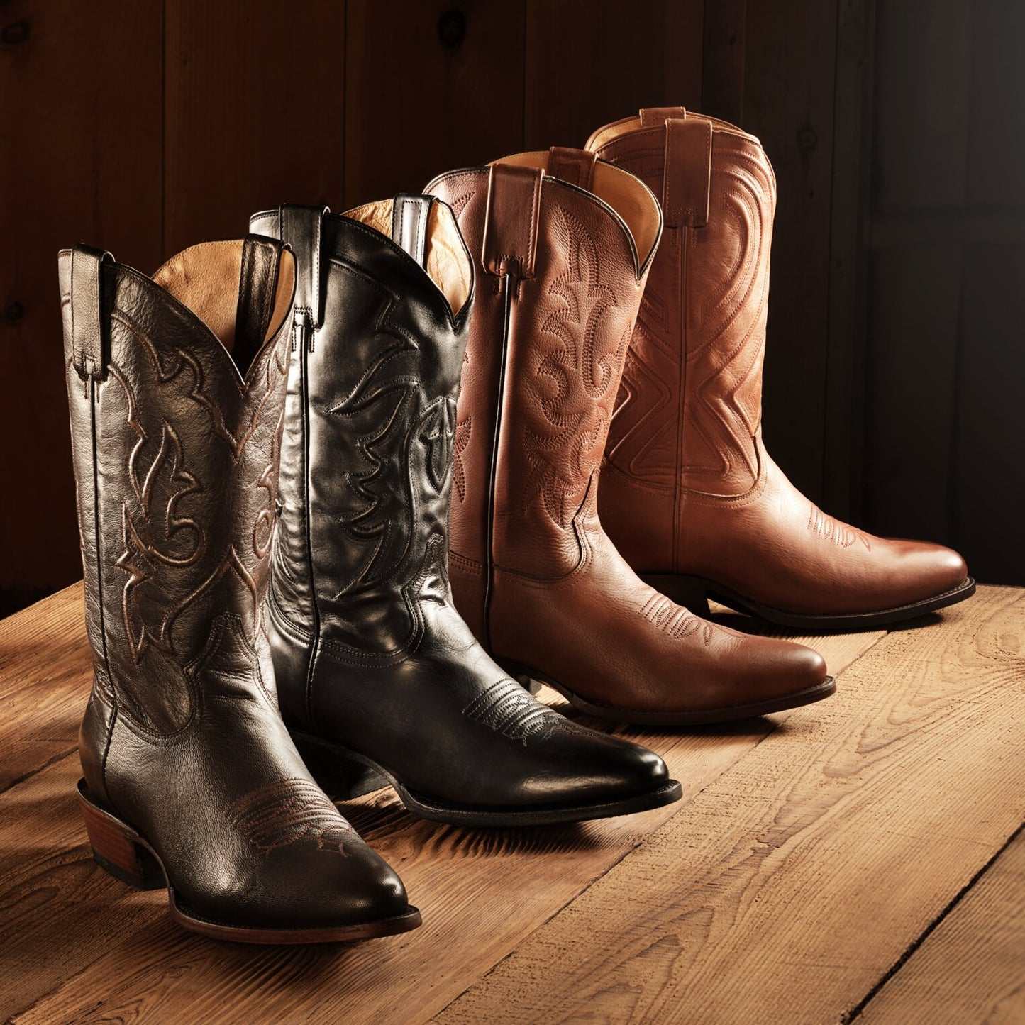 Men's Stetson Sharp Leather Boots burnished brown handcrafted cowboy boots with 13-inch shaft