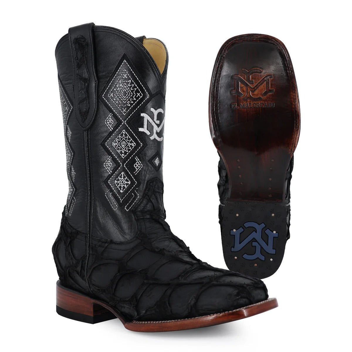 Men's El Malcreado Suede Pirarucu Fish Exotic Boots Handmade