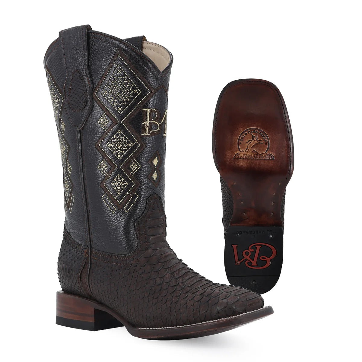 Men's El Malcreado Nubuck Python Exotic Boots Handmade