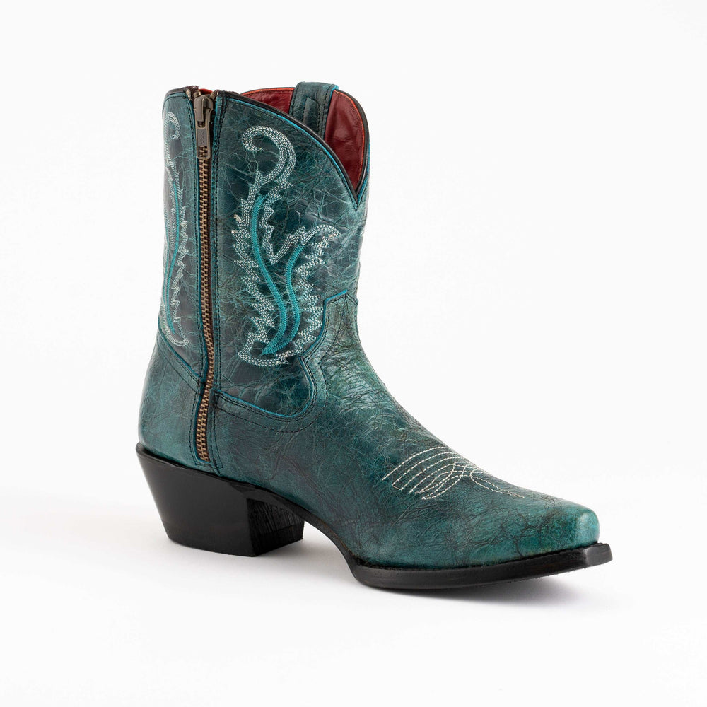 Ferrini Molly Lederstiefeletten für Damen, handgefertigt, Blaugrün