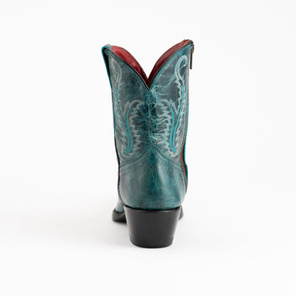 Women's Ferrini Molly Leather Booties Handcrafted Teal - yeehawcowboy