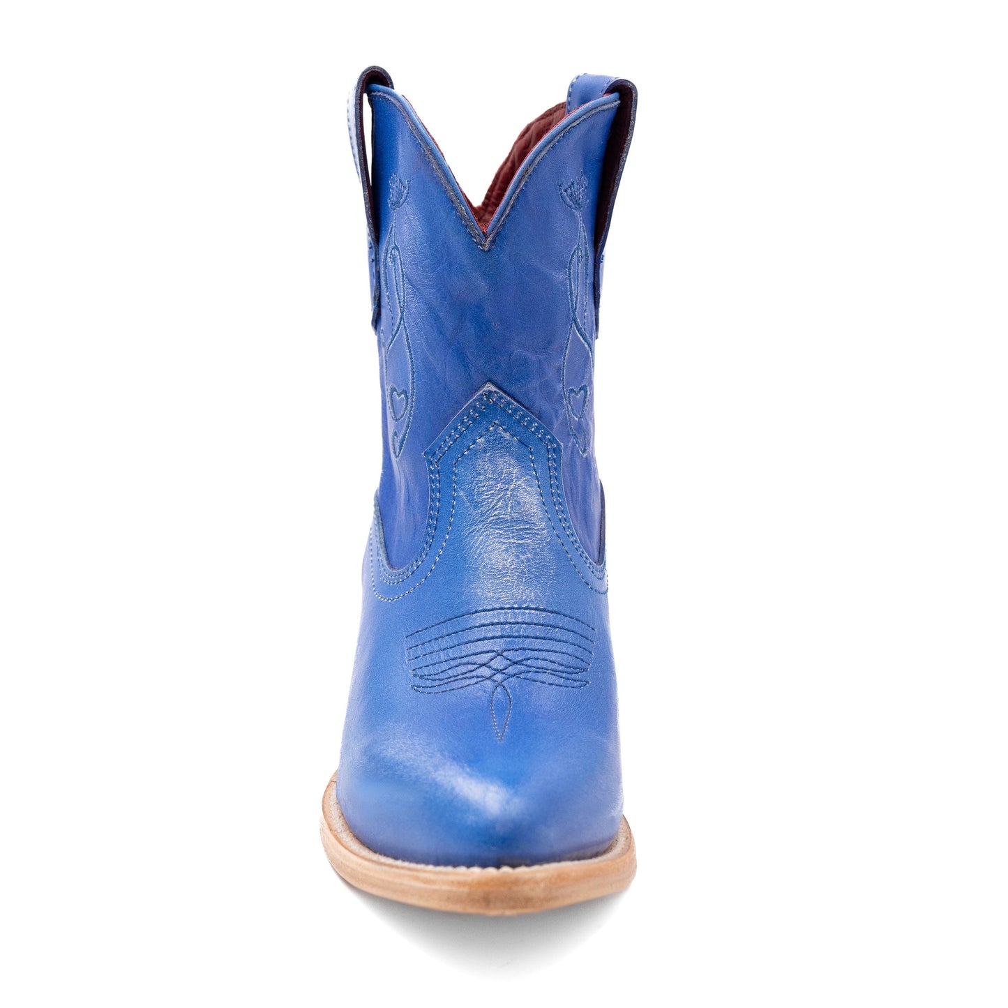 Botas de piel Ferrini Pixie para mujer, hechas a mano, con puntera en J, color azul eléctrico