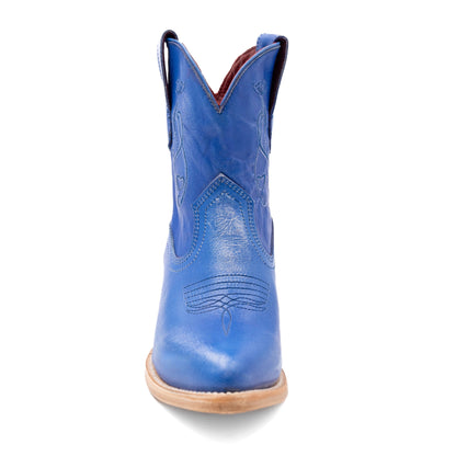 Botas de piel Ferrini Pixie para mujer, hechas a mano, con puntera en J, color azul eléctrico