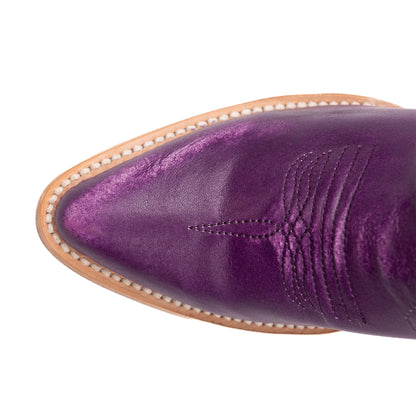 Botas de piel Ferrini Pixie para mujer, hechas a mano, con puntera en J, color morado