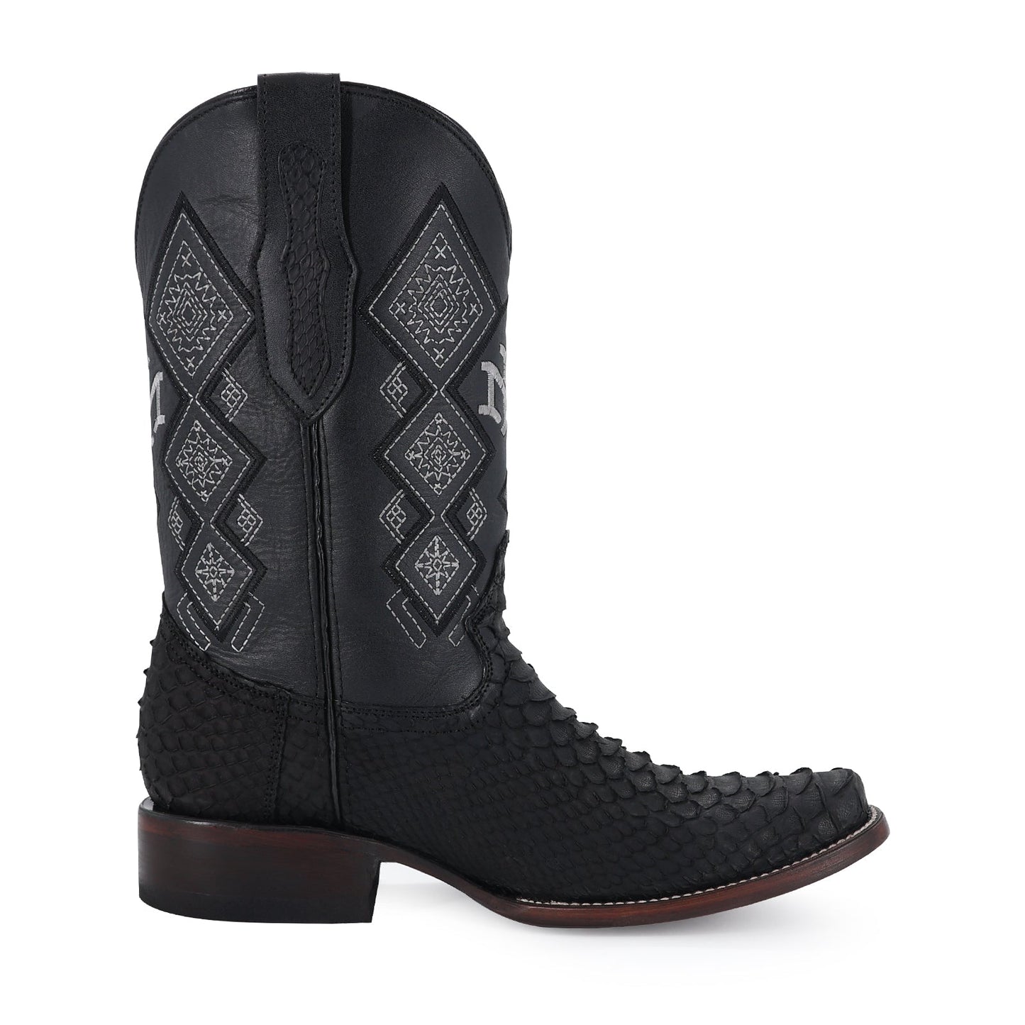 Men's El Malcreado Black Suede Python Exotic Boots Handmade