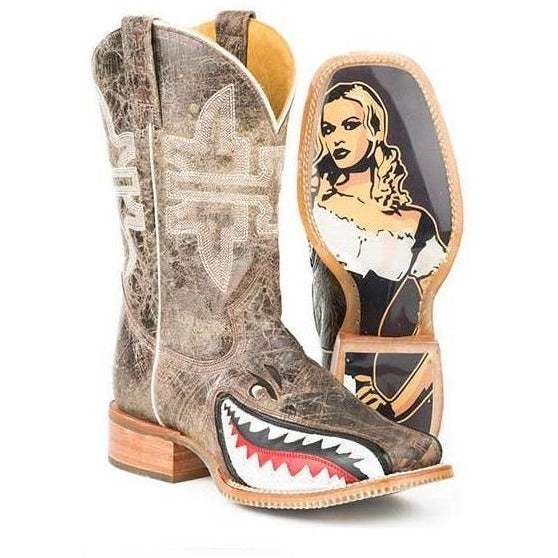 Herren Tin Haul Toastin A Gnarly Shark Stiefel mit Beer Girl Sohle Handgefertigt Braun