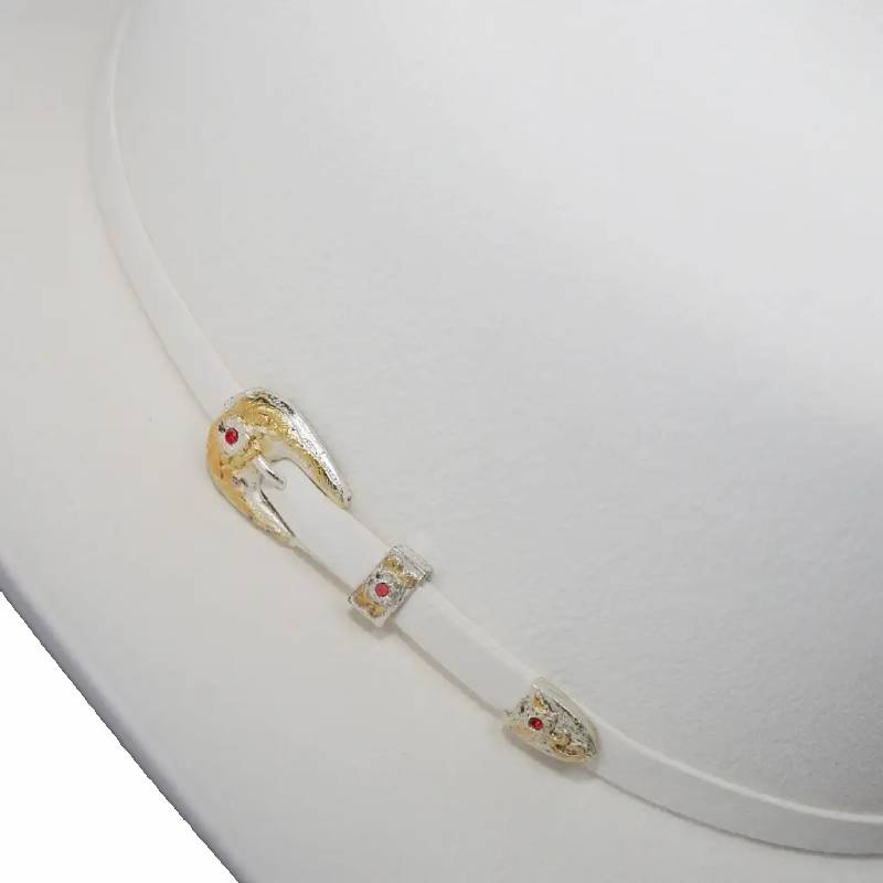 6x Sombrero vaquero de fieltro de piel auténtica Larry Mahan blanco