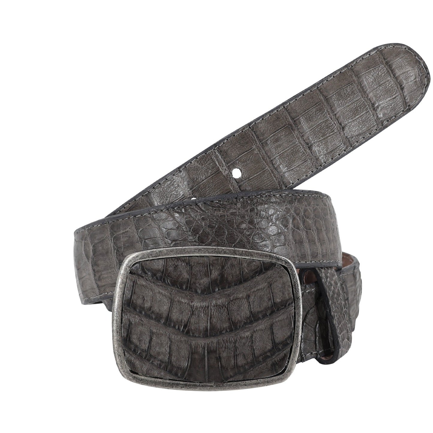 El Malcreado Gray Genuine Caiman Belt 1.5" Handmade