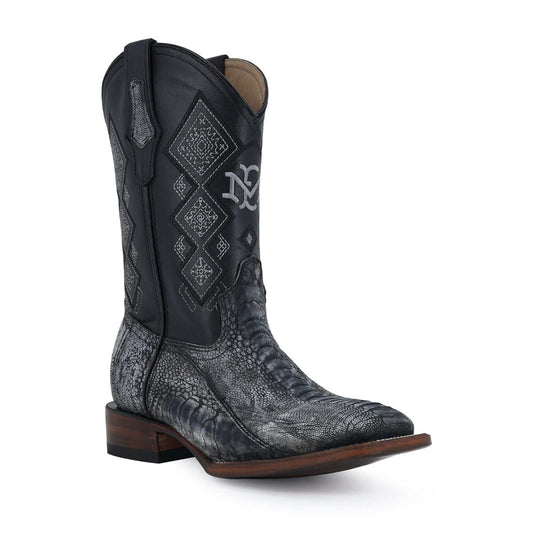 Men's El Malcreado Blue Ostrich Leg Exotic Boots handmade with genuine leather and ostrich skin