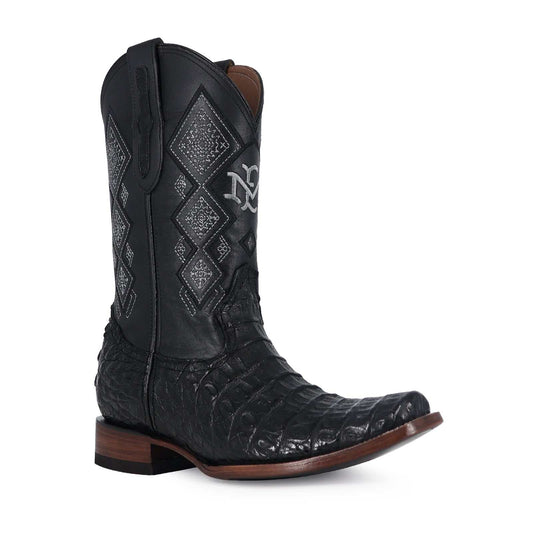 Men's El Malcreado Black Caiman Hornback Exotic Boots handmade with genuine leather and premium craftsmanship