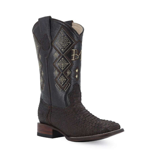 Men's El Malcreado Nubuck Python Exotic Boots handmade with genuine python skin and leather detailing