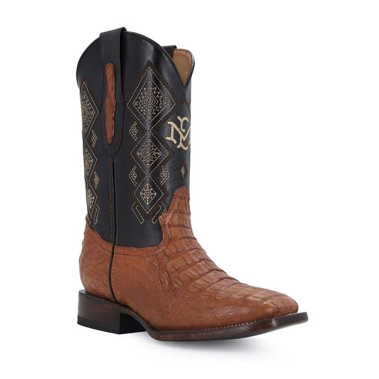 Men's El Malcreado Cognac Caiman Hornback Handmade Exotic Leather Boots