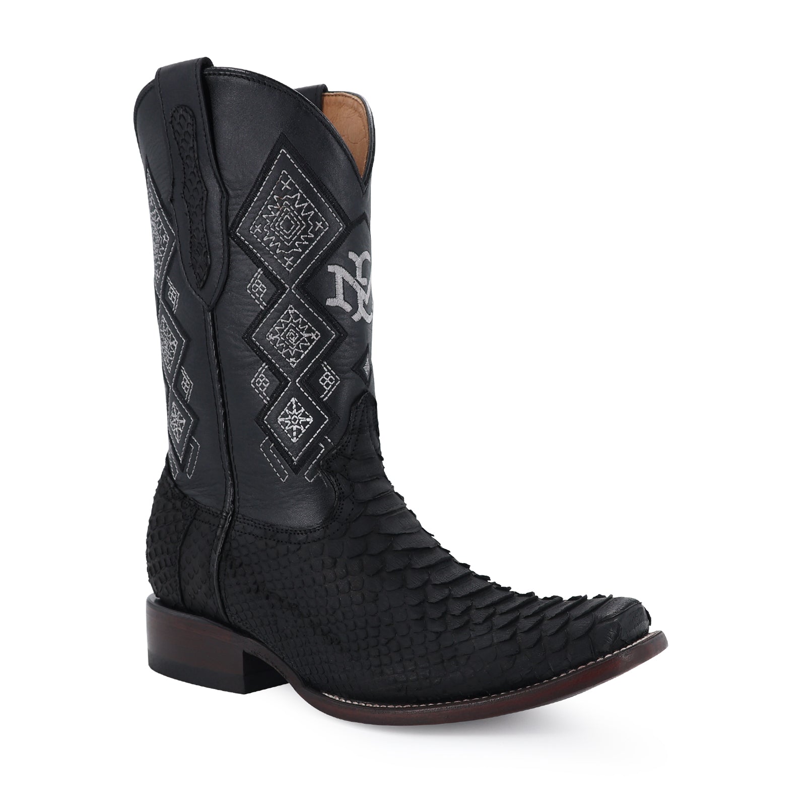 Men's El Malcreado Black Suede Python Exotic Boots Handmade