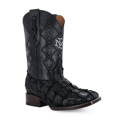 Men's El Malcreado Black Pirarucu Fish Exotic Boots Handmade