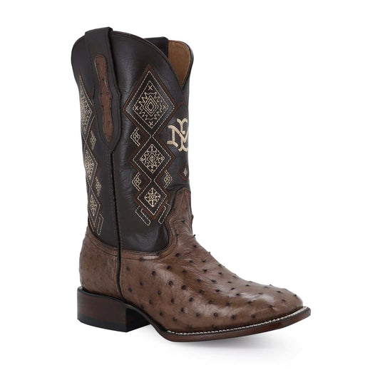Men's El Malcreado Tobacco Full Quill Ostrich exotic boots handmade with genuine leather and premium craftsmanship