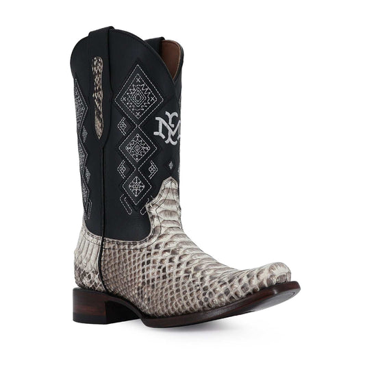 Men's El Malcreado natural python skin exotic boots with handmade craftsmanship and genuine leather details