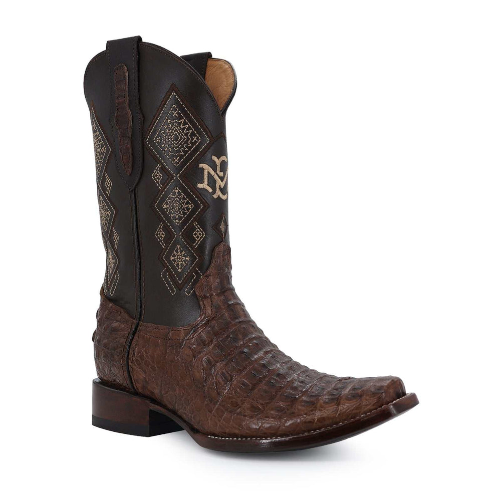 Men's El Malcreado Brown Caiman Hornback Exotic Boots Handmade