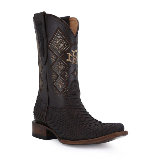 Men's El Malcreado Brown Suede Python Exotic Boots handmade with genuine leather and premium materials