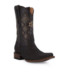 Men's El Malcreado Brown Suede Python Exotic Boots Handmade