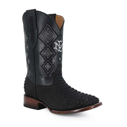 Men's El Malcreado Suede Python Exotic Boots handmade with genuine python skin and leather