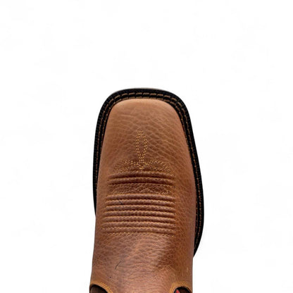 Hooch Boots Mens Square Toe Botin Honey-Brown – Genuine Leather Rubber Sole Western Boots