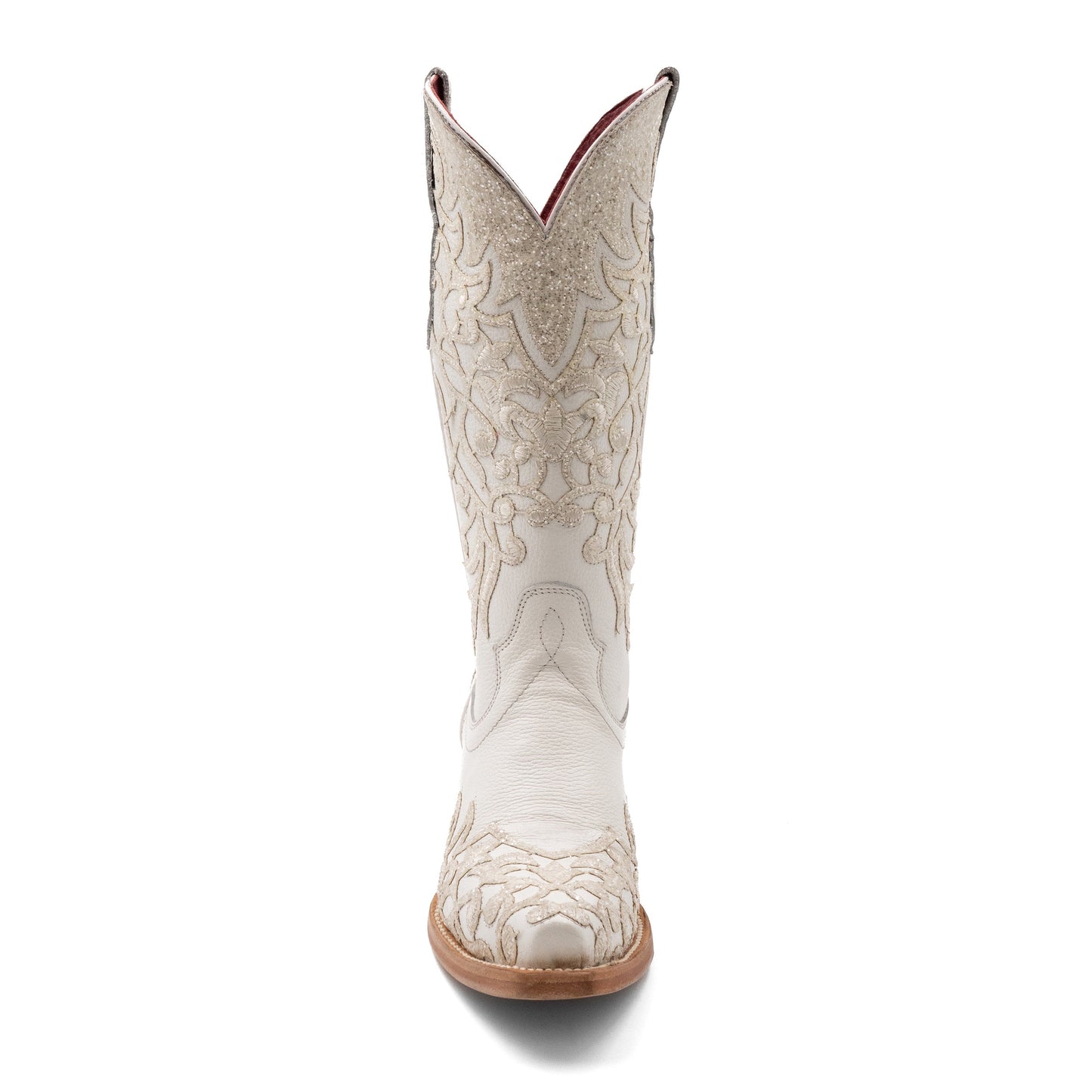 Ferrini Starlight Damen-Lederstiefel, handgefertigt, Snip Toe, Weiß