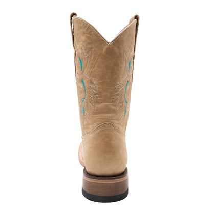 Botas de piel Ferrini Betsy para mujer, hechas a mano, con punta cuadrada, color tostado