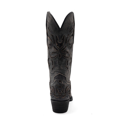 Botas de piel Ferrini Sasha para mujer, hechas a mano, con puntera recortada, estilo vintage