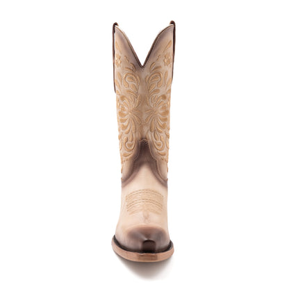 Botas de piel Ferrini Grace para mujer, hechas a mano, con punta recortada, color chocolate
