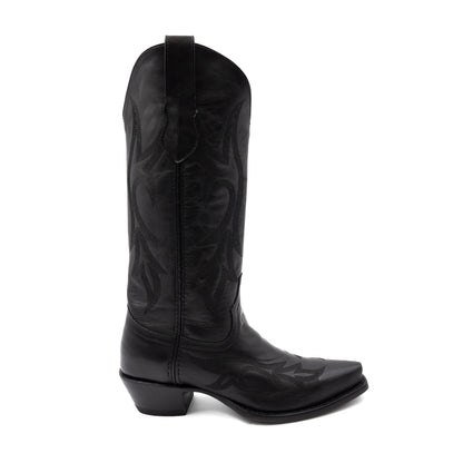 Botas de piel Ferrini Scarlett para mujer, hechas a mano, con punta recortada, color negro