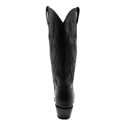 Botas de piel Ferrini Scarlett para mujer, hechas a mano, con punta recortada, color negro