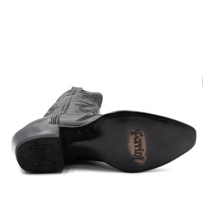 Botas de piel Ferrini Scarlett para mujer, hechas a mano, con punta recortada, color negro