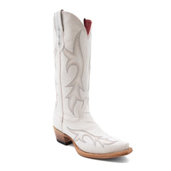 Women's Ferrini Scarlett Leather Boots Handcrafted Snip Toe White