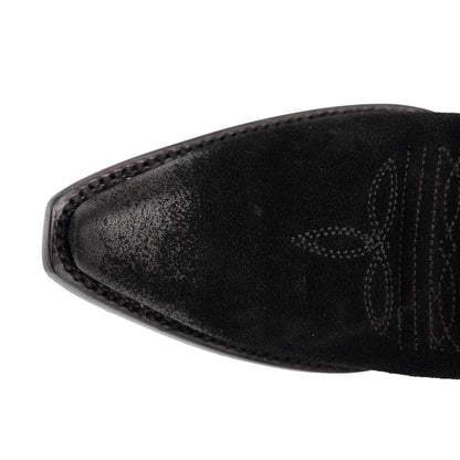 Botas Ferrini Roughrider de piel para mujer, hechas a mano, con puntera recortada, color negro