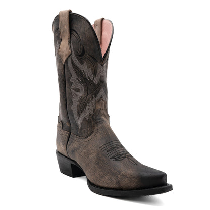 Women's Ferrini Holly Leather Boots Handcrafted Snip Toe Oak
