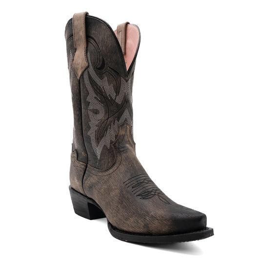 Women's Ferrini Holly Leather Boots Handcrafted Snip Toe Oak