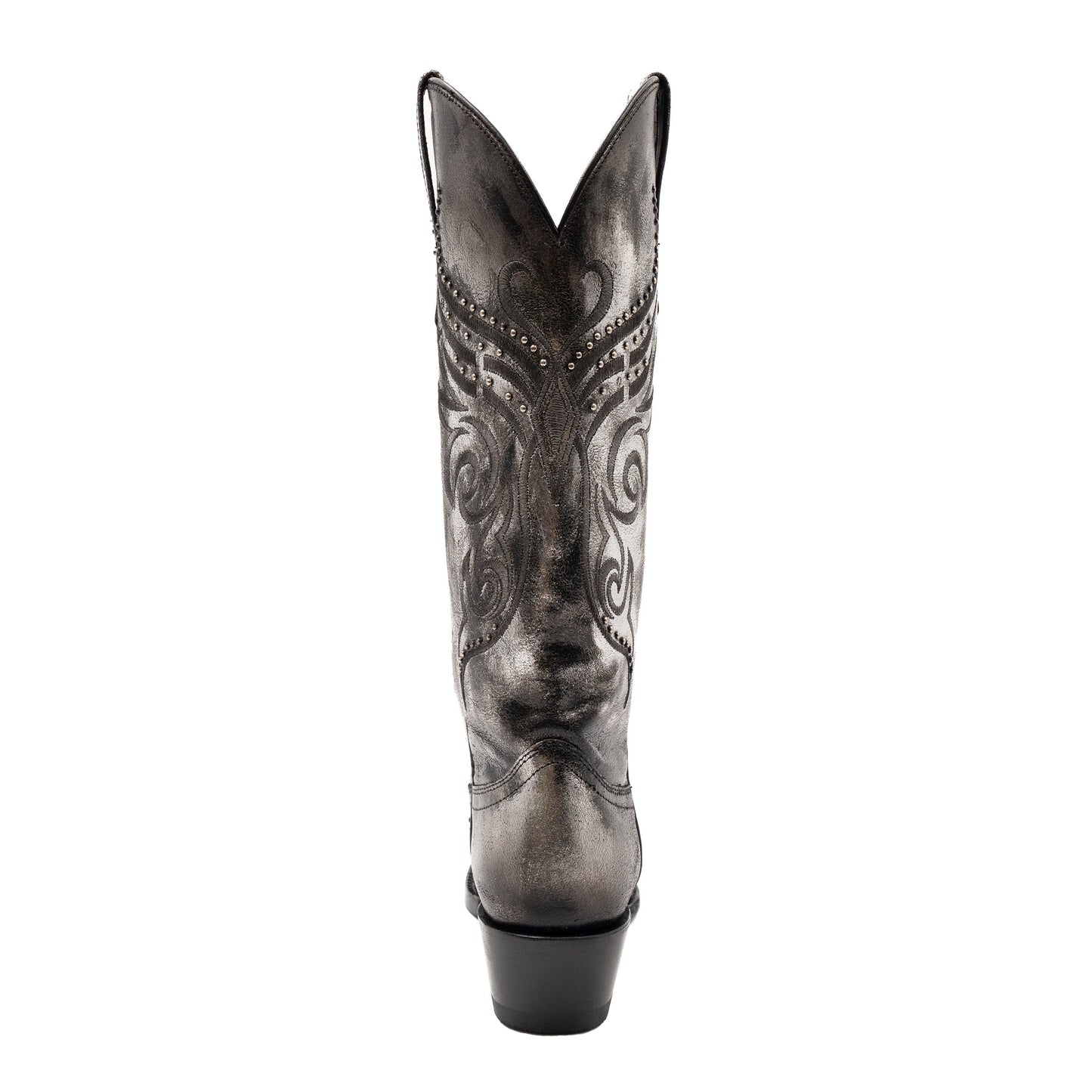 Women's Ferrini Masquerade Leather Boots Handcrafted Snip Toe Silver