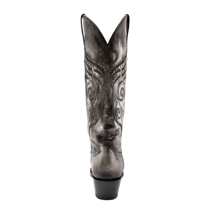 Women's Ferrini Masquerade Leather Boots Handcrafted Snip Toe Silver