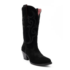 Women's Ferrini Quinn Leather Boots Handcrafted Snip Toe Black