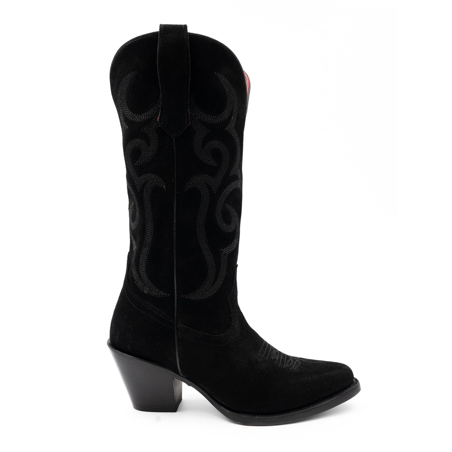 Botas Ferrini Quinn de piel para mujer, hechas a mano, con punta recortada, color negro