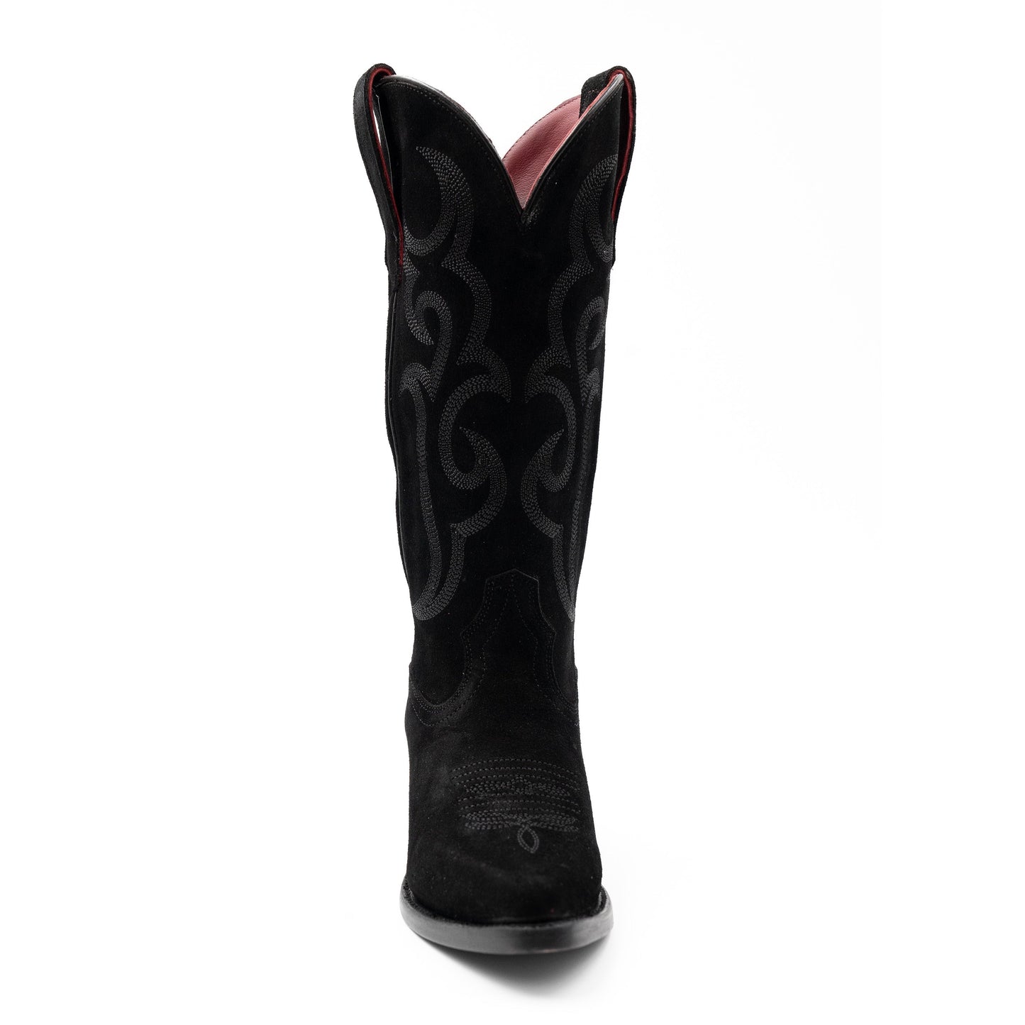 Botas Ferrini Quinn de piel para mujer, hechas a mano, con punta recortada, color negro