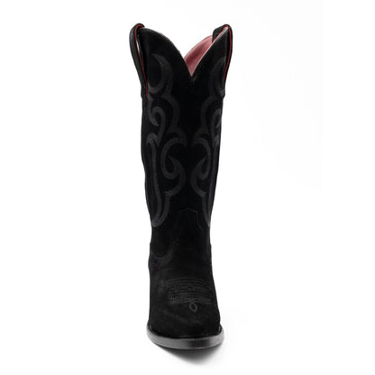Botas Ferrini Quinn de piel para mujer, hechas a mano, con punta recortada, color negro
